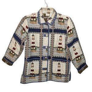 Vintage Blair Lighthouse Coastal Grandmacore jacket coat size woman's small